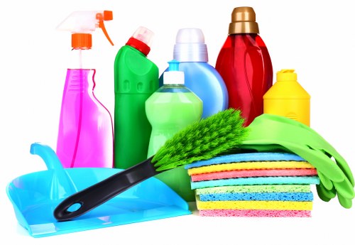 Turnover cleaning supplies ready for a guest stay in Marylebone