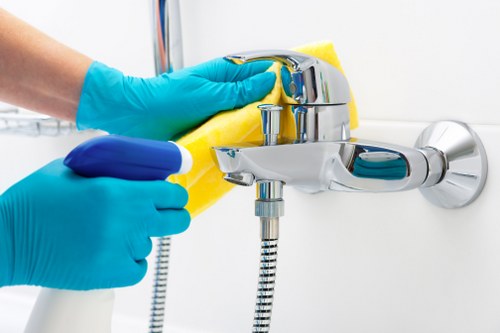 Local cleaner in Marylebone working carefully on a bright room interior